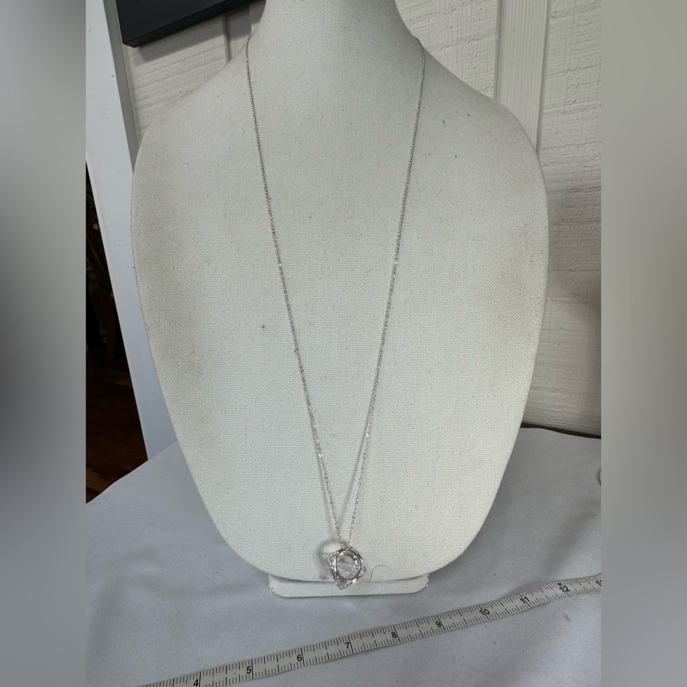 Caged crystal silvertone rhinestone necklace